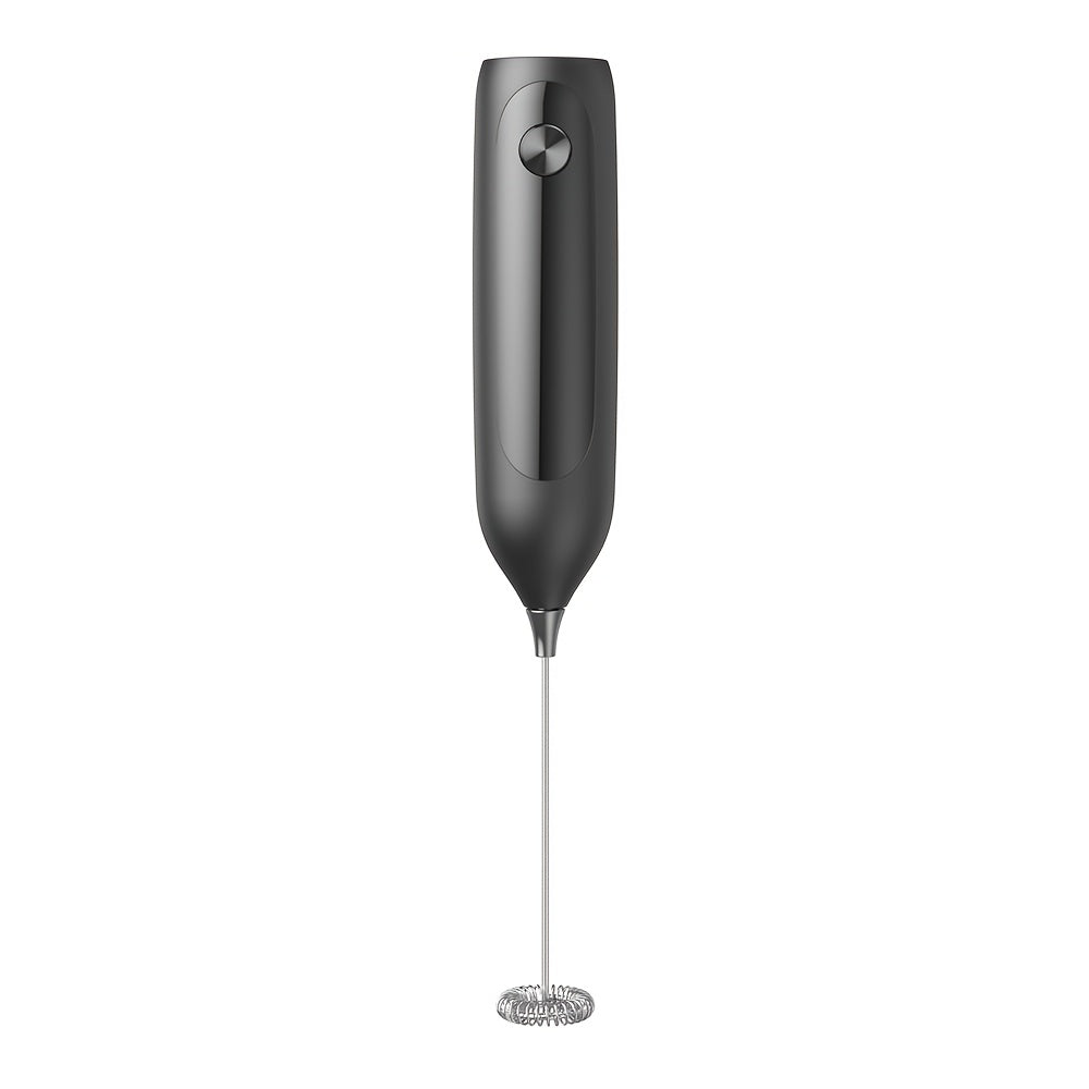 This handheld coffee frother is an electric milk frother that can also be used as a manual foam maker. It is constructed with a combination of metal and plastic materials. Please note that it requires 2 AA batteries (not included) as it is a dry