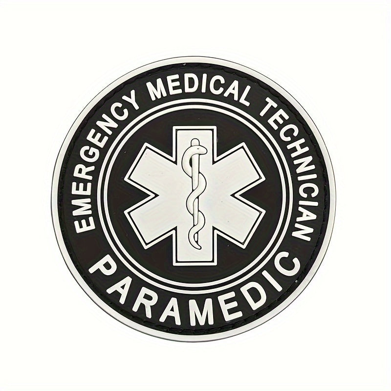 Paramedic PVC Rubber Badge featuring the Star of Life - A soft and durable first aid emblem perfect for attaching to backpacks and clothing.