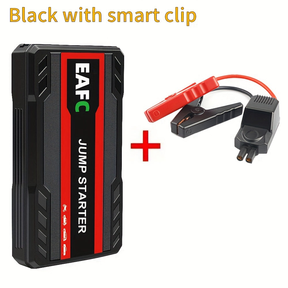 Portable car jump starter with LED light, supports starting gasoline cars up to 3.0L.