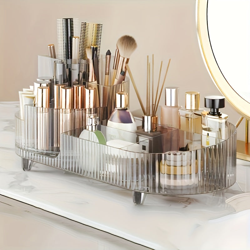 Wnnideo Makeup Organizer Carousel 360 daraja aylanadi - Terini parvarish qilish, parfum, cho'tkalar va lab bo'yog'i uchun plastik ish stoli saqlash ko'rgazmasi - Elektr energiyasi talab qilinmaydi.