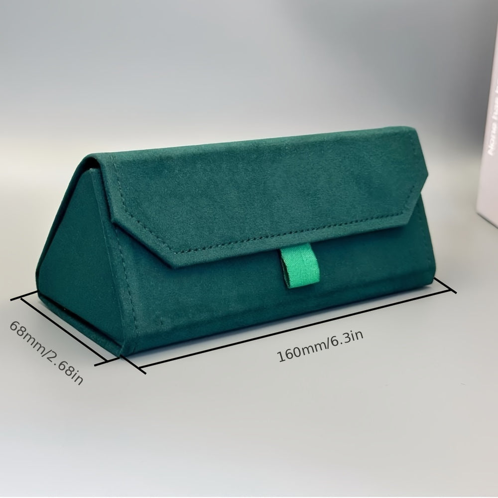 Triangular Folding Glasses Case made of Artificial Leather with Pull Tab, Crush-Proof and Protective Holder for Eyewear.