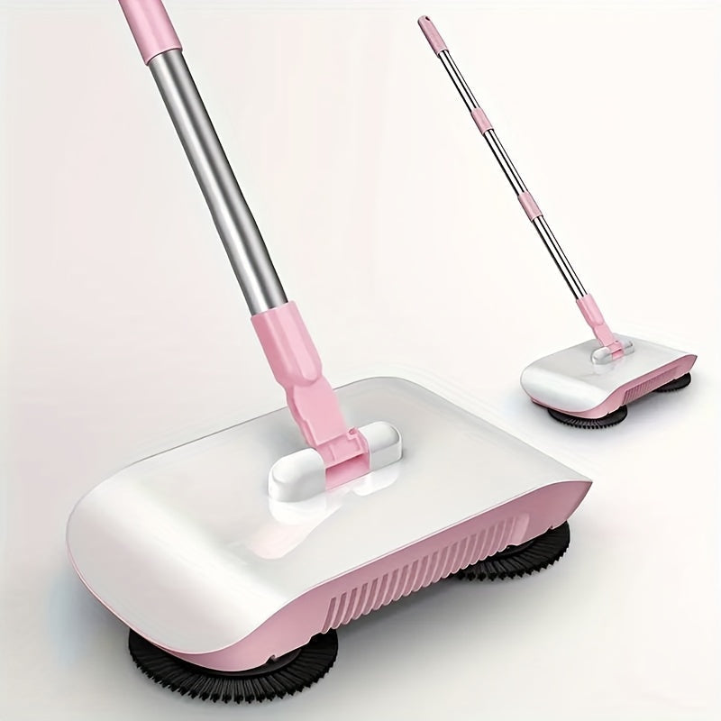 The 3-in-1 MasterTop Pro Push Broom with a Long Handle is a versatile hands-free sweeper that can be used for sweeping, dusting, and mopping. Its automatic spiral deep cleaning system makes it ideal for hardwood, ceramic, and tile floors. Perfect for