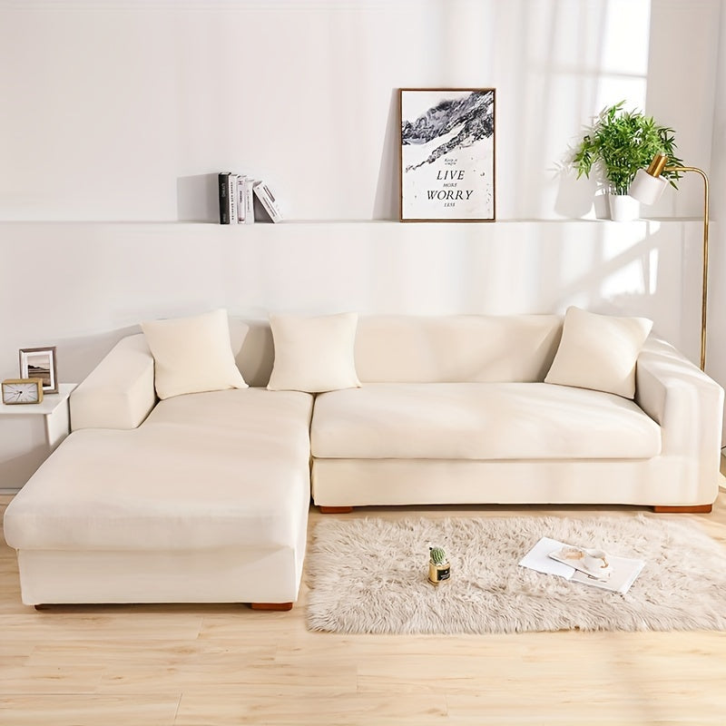 Modern sofa cover with non-slip elastic band, machine washable, made of 95% polyester and 5% spandex. Compatible with various sofa sizes, no printing, stitched craftsmanship, fabric weight of 100-120 g/m².