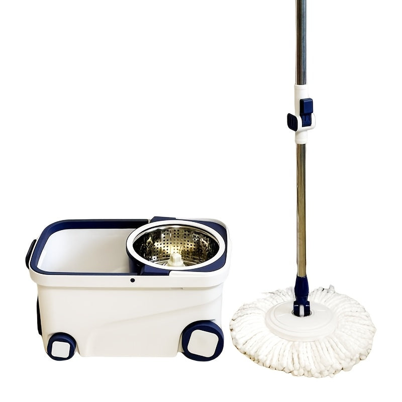 One-piece Rotating Mop and Bucket Set with 4 Wheels, featuring a Liquid Dispenser, Wringer Set, and 360-Degree Rotating Mop Bucket for Floor Cleaning and Mopping. This Household Rotating Mop, also known as a Lazy Mop or Dust Mop, is suitable for both wet