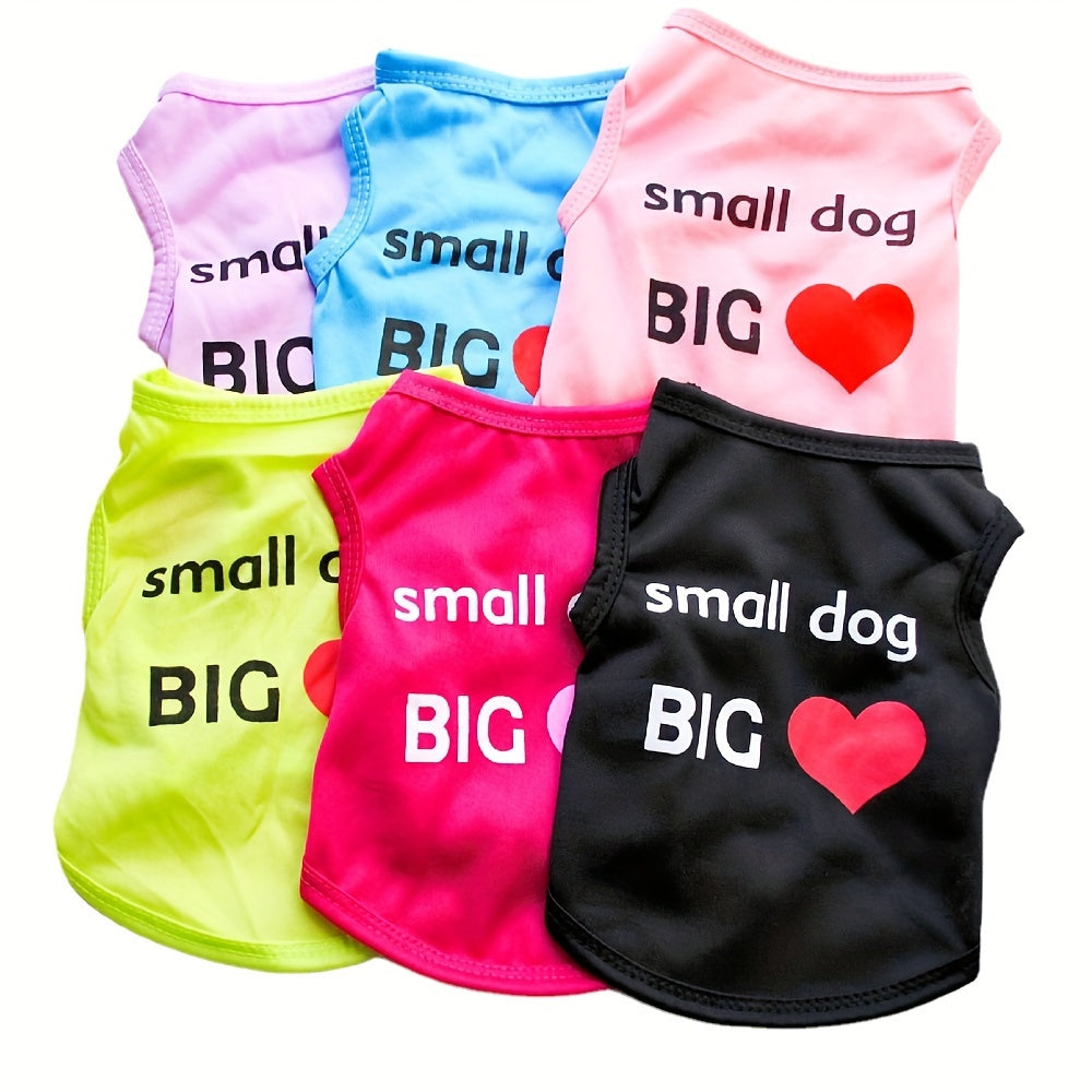 Pet clothing: pullover dog vest with letter and heart pattern, ideal for extra small/small dogs.