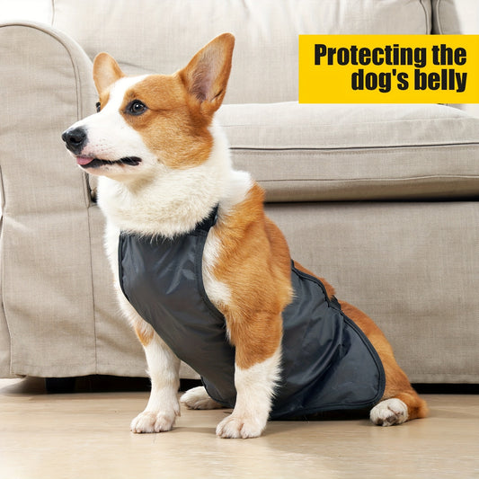 Waterproof and dirt-proof vest for medium to large breed dogs with breathable heat sink and comfortable design.