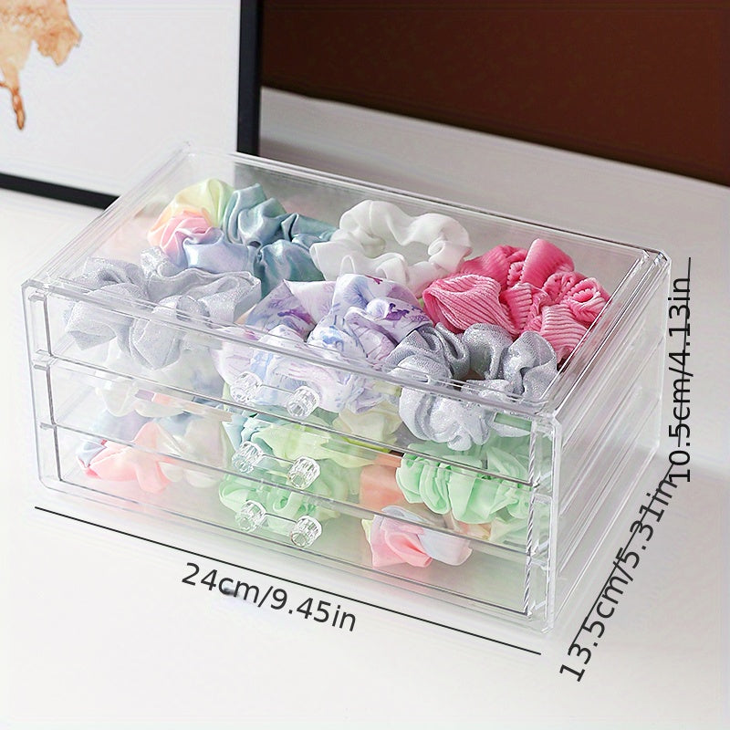 Hair accessories storage jewelry box with transparent and dustproof design, featuring an elastic band for hair rings and a comb box for hair clips. This large capacity storage box is perfect for organizing and storing all your jewelry.