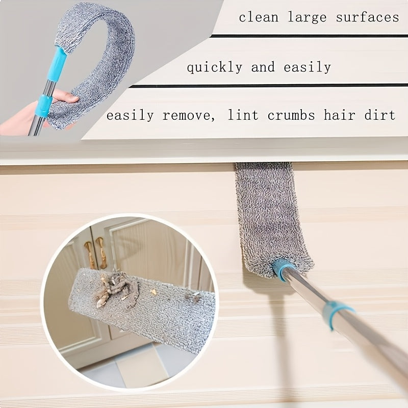 Revolutionize your cleaning routine with the Innovative Under-Bed Duster. This premium crevice cleaning tool features static dust absorption for efficient hidden dust removal in your bedroom, floors, and living room. Made from durable stainless steel and