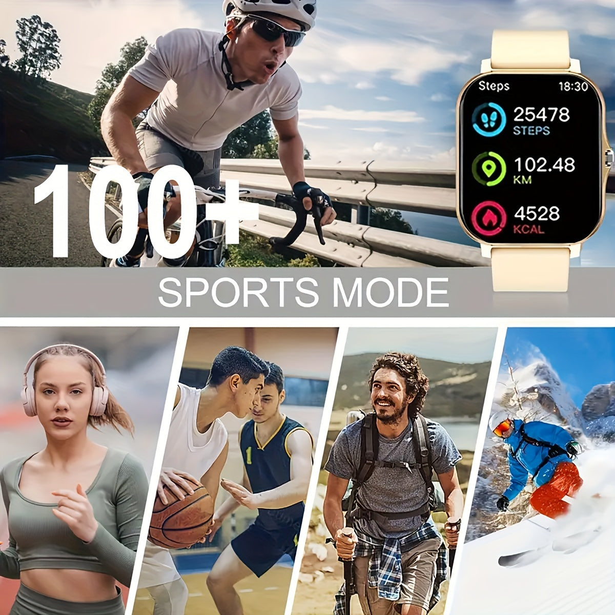 2024 New 1.83 Inch Touch Dual Strap Sports Smart Watch for Men and Women, with Calling and Exercise Tracking features. Compatible with Android and iPhone.