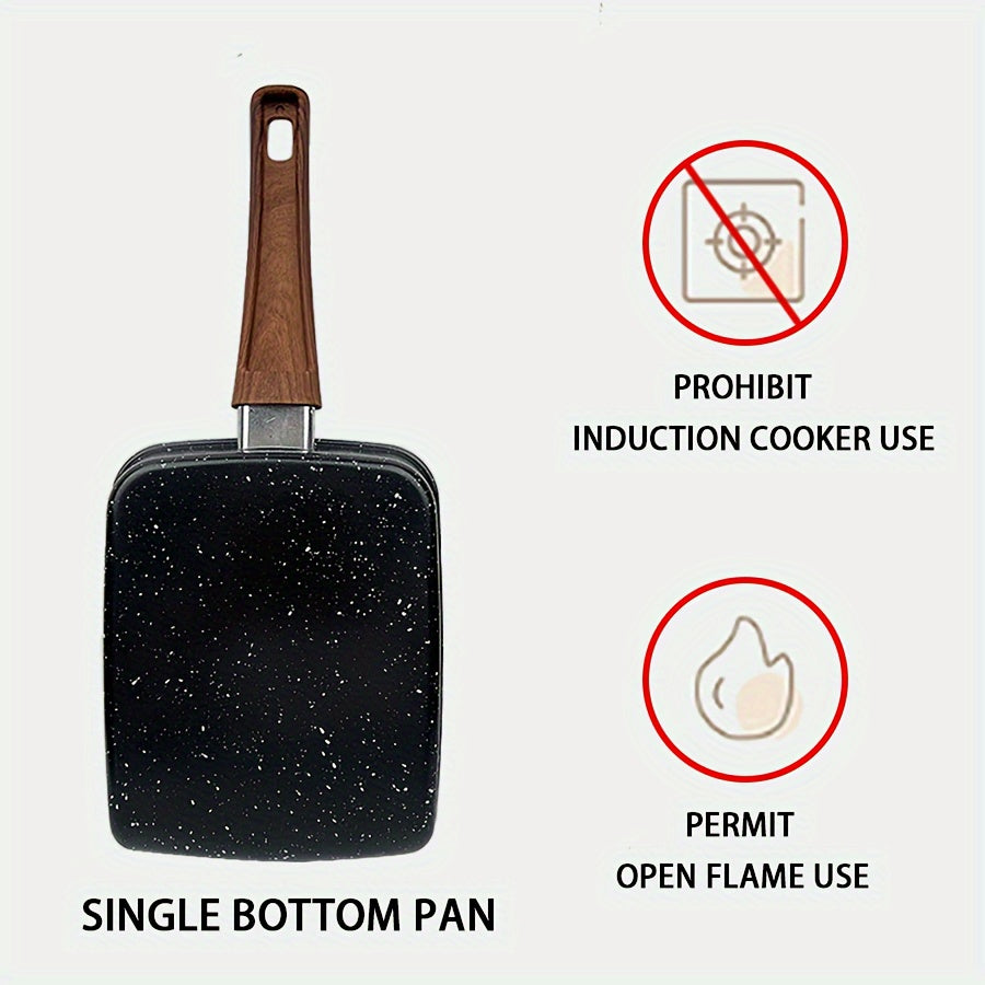 Japanese Non-Stick Cast Iron Frying Pan with Imitation Wood Handle - Perfect for Home Kitchen Dining. Includes Silicone Spatula and Random Color option. Ideal for Breakfast and other Kitchen Items.