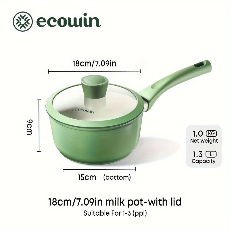 Ceramic Milk Pot by Ecowin - Non-Stick Coating, Safe for Dishwasher, Suitable for Use on All Stovetops