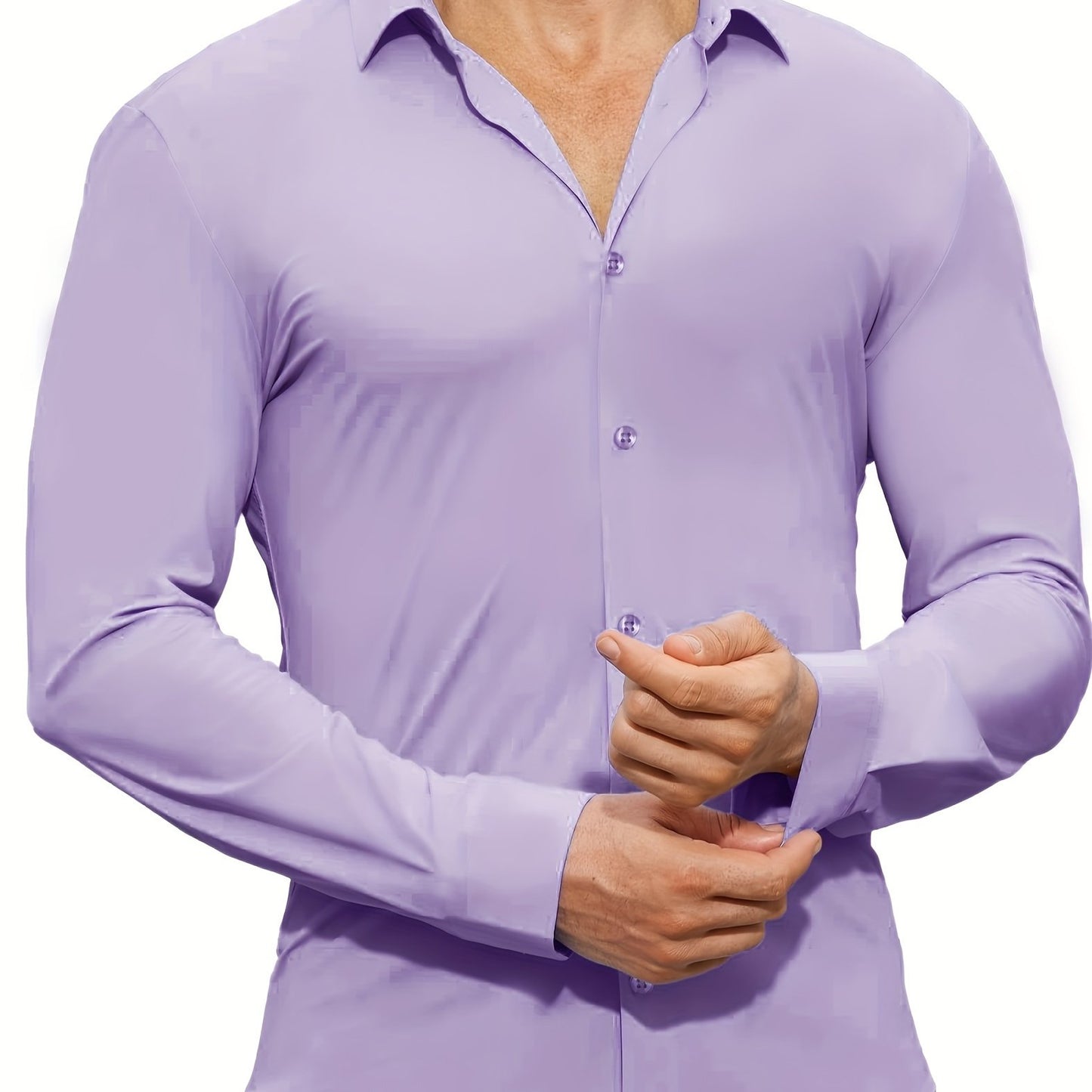 Men's Solid Color Long Sleeve Lapel Shirt, Perfect Casual Gift