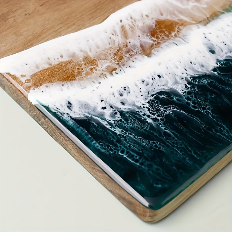 Get your hands on the stylish Wavy Resin Acacia Wood Cutting Board for home use. This creative cutting board is safe for food contact and perfect for slicing fruits and vegetables. Its unique wave design adds a touch of elegance to your kitchen, making