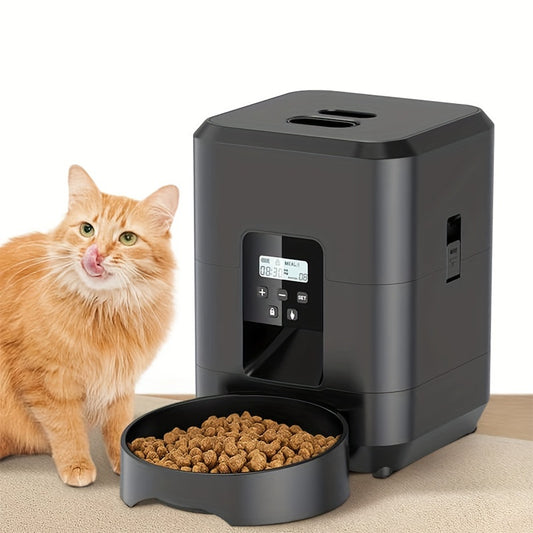 2L Smart Automatic Cat Feeder, USB-Powered Pet Food Dispenser with Record, Programmable for Cats & Dogs, Memory Timing - No Battery Included.