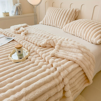 Soft and cozy striped throw blanket with ultra-plush feel - perfect for the bed, couch, or your furry friend - Ideal for all-season comfort and extra warmth during the winter months.