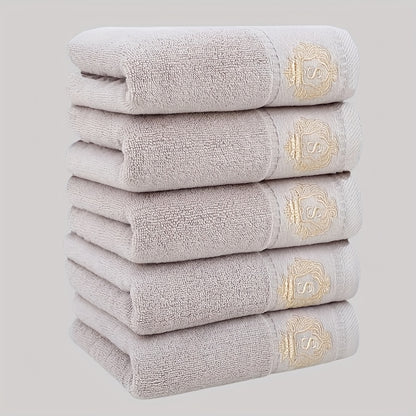 5 hand towels without Korean pattern, absorbent and quick-drying, super soft and skin-friendly, made of 93% cotton and 7% polyester, ideal for home bathroom use.