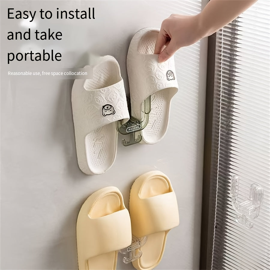 Innovative Wall-Mounted Organizer for Slippers and Towels - Easy Installation, Space-Saving Design, Versatile Bathroom Storage Solution for Home and Hotel, Durable Plastic Material