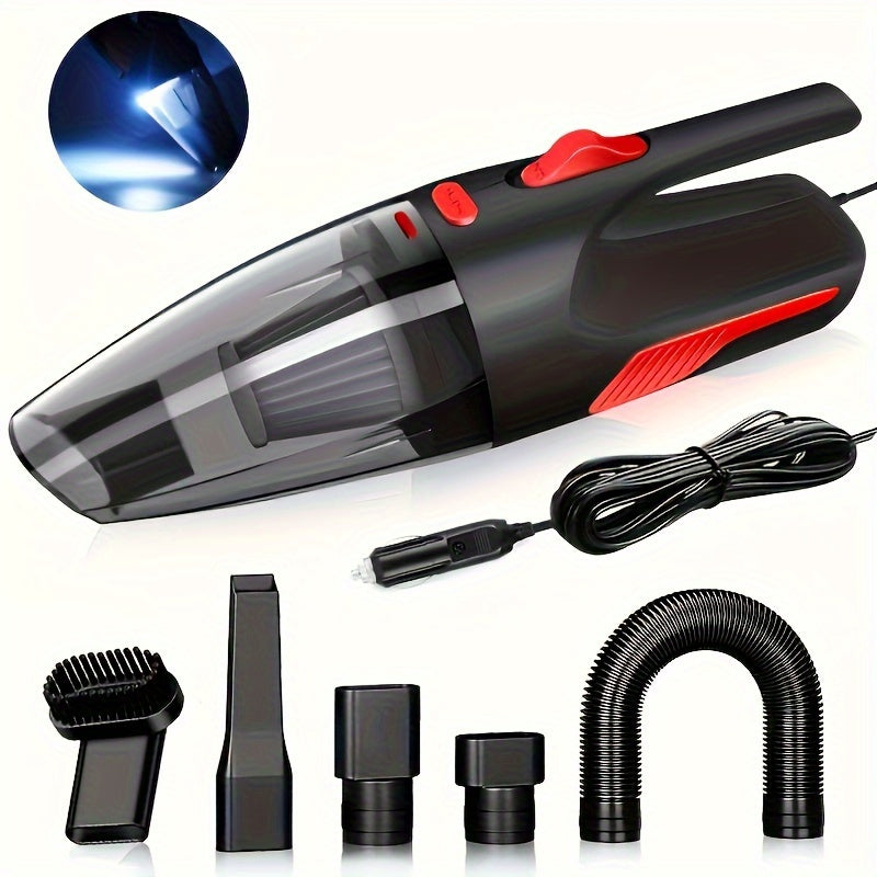 Mini handheld car vacuum cleaner with high-power corded design for easy interior cleaning.