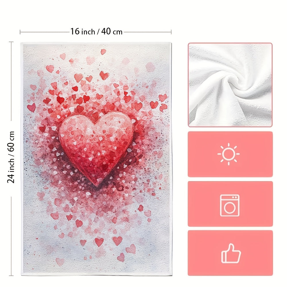 Set of 2 Kitchen Towels with Sea Salt Pattern for Valentine's Day, Ultra Soft and Highly Absorbent Dish Hand Towels. Perfect for Holiday Decor. Machine Washable. Size: 16x24 Inch. Item Number: 2KYSYS1217675