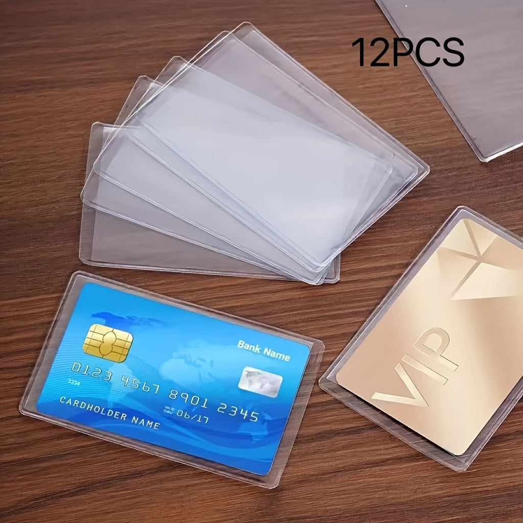 12-pack waterproof transparent card sleeves, scratch-resistant PVC credit card and ID holder for office supplies