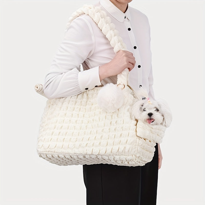 Small dog shoulder bag in cloud bubble style for a diagonal carry.