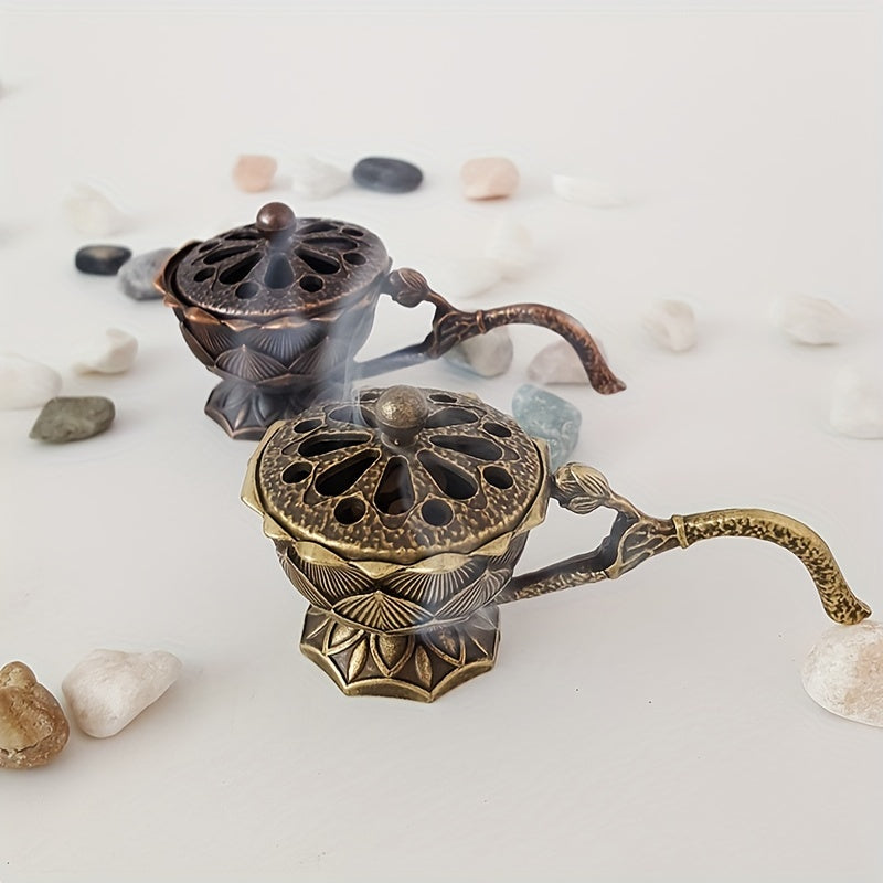 Small handheld Lotus Incense Burner for household decoration.