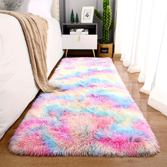 Rainbow Design Area Rug, Vibrant Decorative Carpet, Soft and Cozy Floor Mat, Perfect for Bedroom, Living Room, Leisure Area, Beside the Bed, Coffee Table, Cloakroom, Shower, Entryway, Sofa, Floating Window, and Spring Decor.