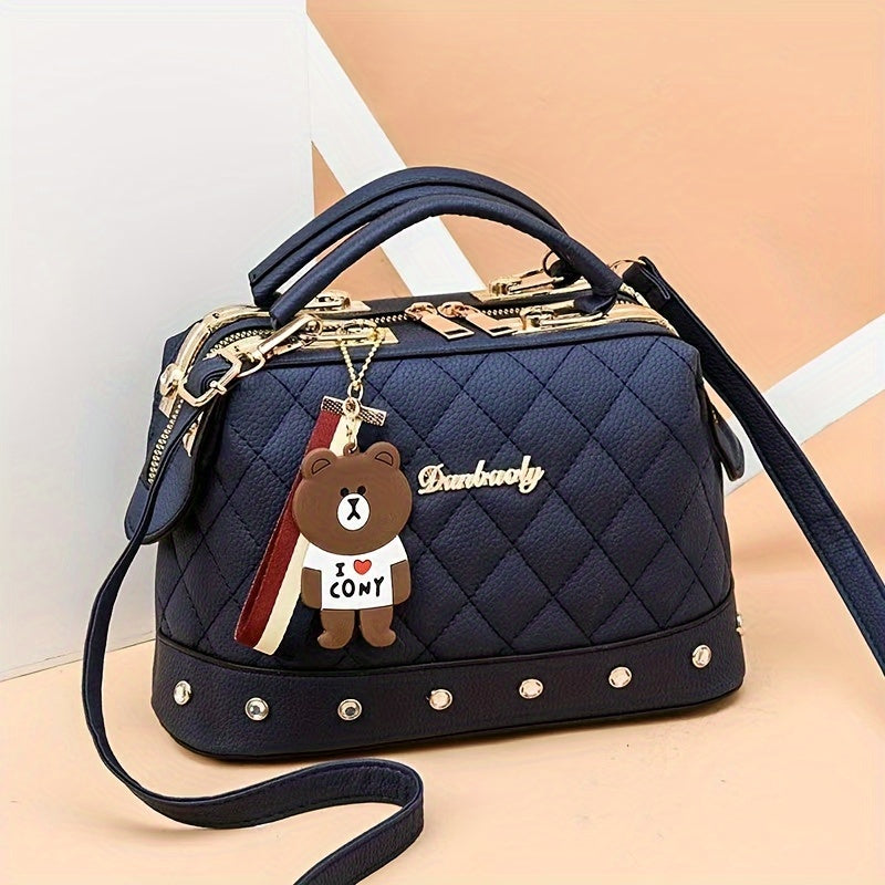 Small Xiangfeng Fashion Handbag with Rhombus Pattern, Single Shoulder Crossbody Bag