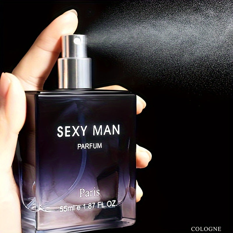 55ml Men's Cologne with Long-Lasting Ocean Breeze Scent, Alcohol-Based. Ideal for any occasion, enhances elegance. Comes in minimalist glass bottle.