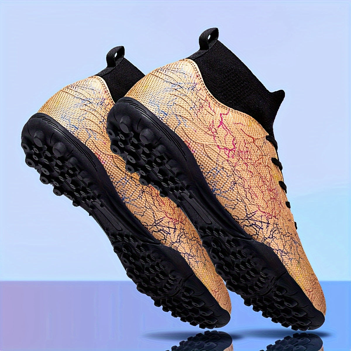 Trendy men's TF football shoes with collar, non-slip and durable for outdoor training and competition in all seasons.