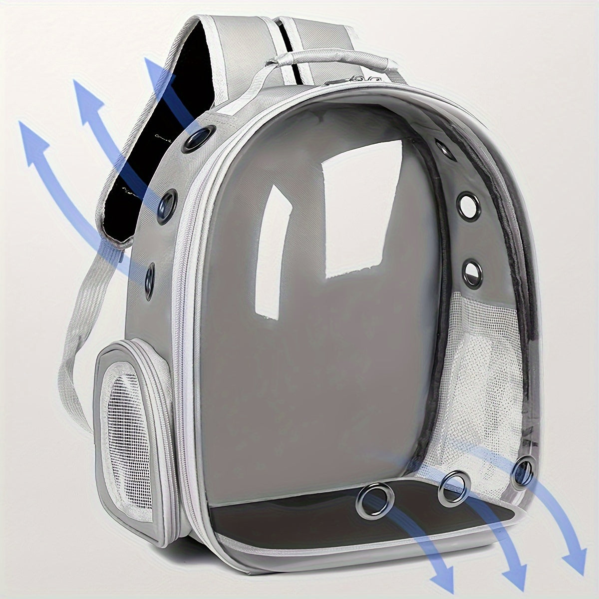 Transparent cat backpack carrier with zipper closure - breathable and comfortable space capsule design for pets.