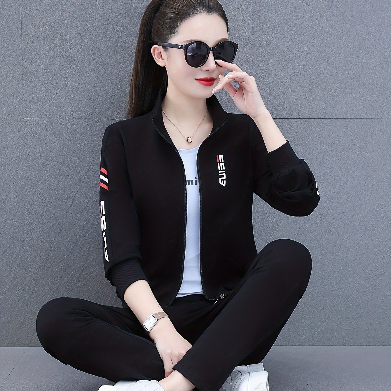 New 2024 Fall Plus Size Women'sSports Casual Suits for Middle-Aged Ladies