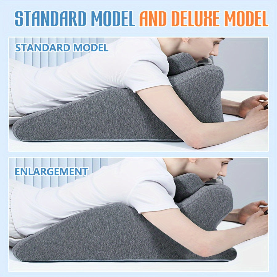 1pc Ergonomic Bed Pillow with Washable Polyester Cover for Back, Neck and Face Massage in Dark Gray