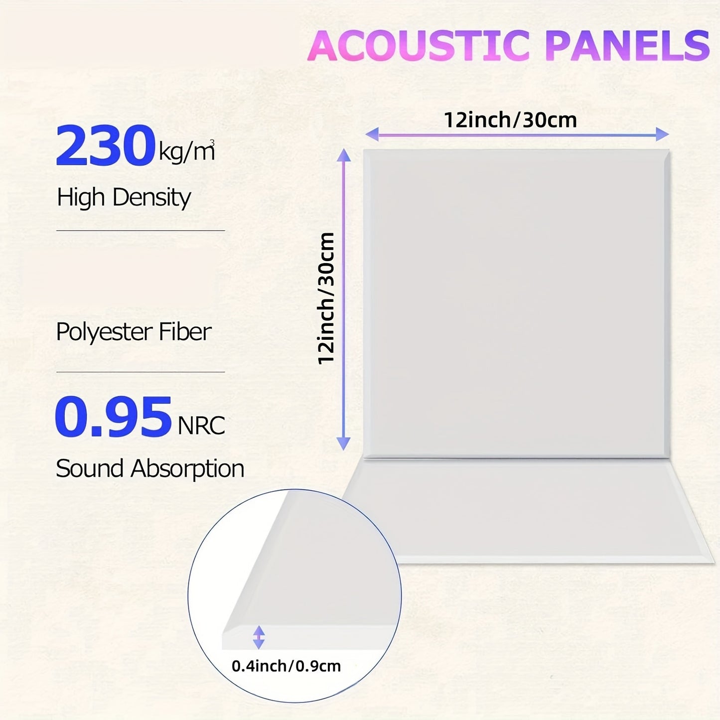 HERTBER 28-Pack Self-Adhesive Acoustic Foam Panels (30.48x30.48x1.02 cm) for Soundproofing in Home, Studio, and Office. Ideal for Recording Studios, Theaters, and Concert Halls.