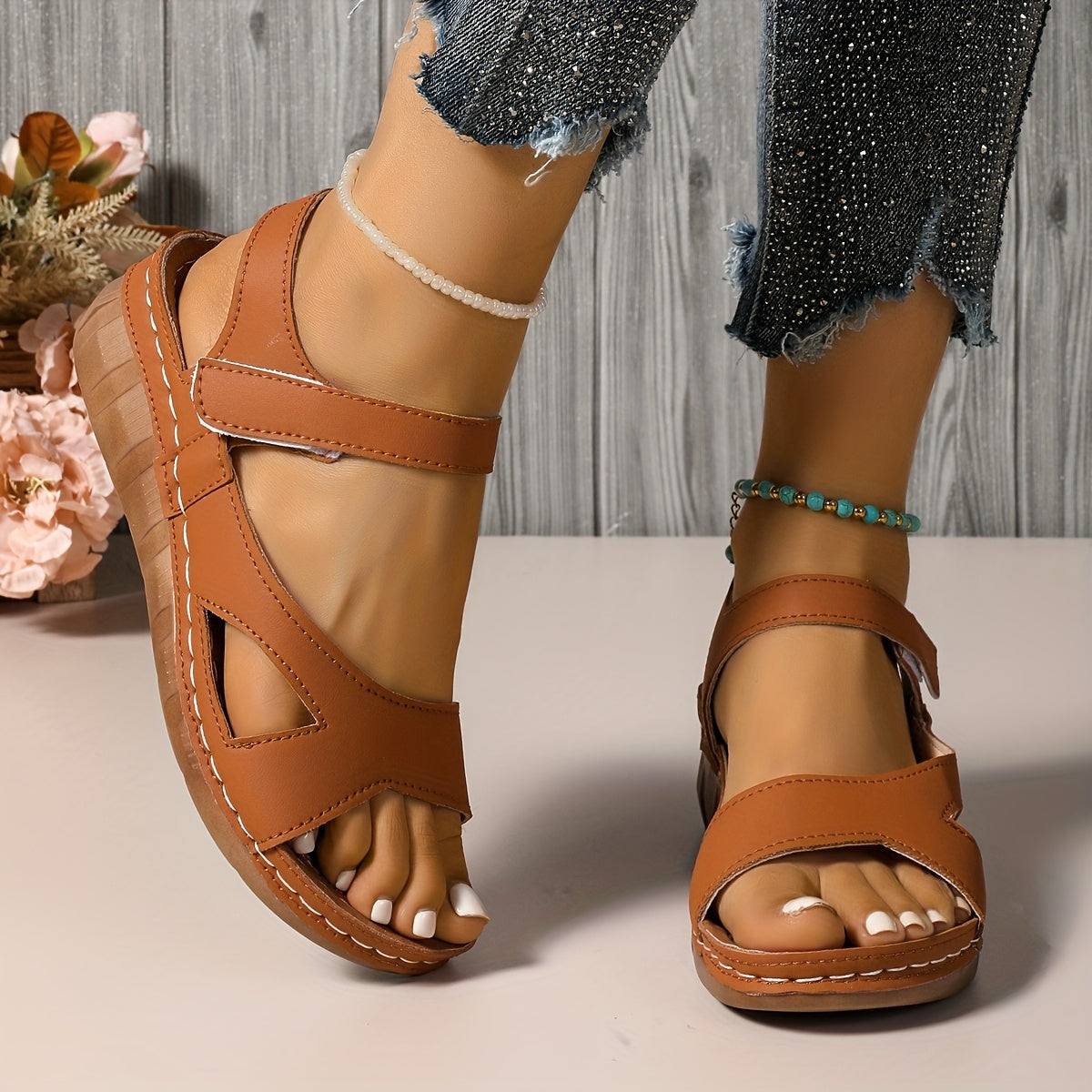 Stylish and comfortable wedge sandals for women.