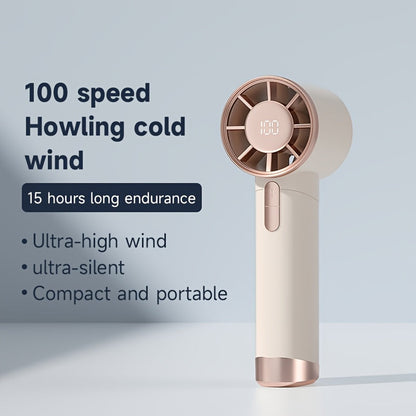 The USB rechargeable portable handheld fan features a 3000mAh lithium battery, ABS material, and button control. Ideal for both indoor and outdoor use, it provides quick cooling at 16°C per second with a 20m cold wind reach.