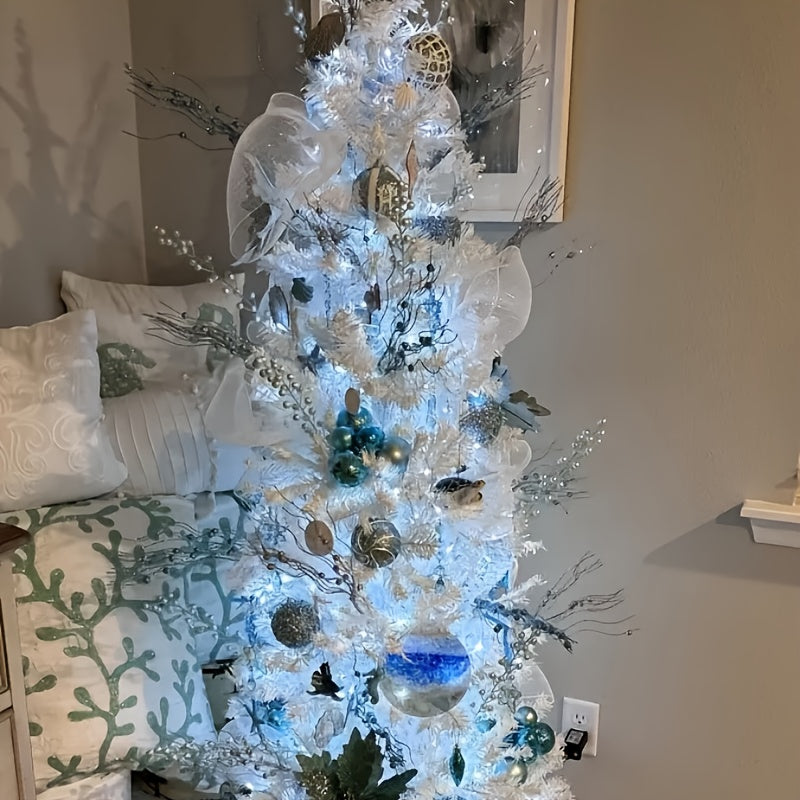 18 Christmas decorations including acrylic snowflakes and icicles with crystal pendants, light blue holiday ornaments that do not need electricity, perfect for Christmas, New Year, and seasonal celebrations as tree ornaments.