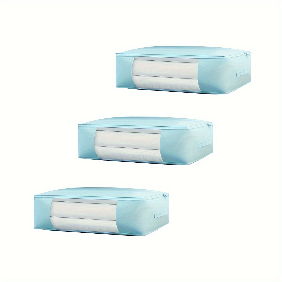 Portable Foldable Zipper Storage Bag with Thickened and Reinforced Material, Transparent Window, and Durable Handle. Ideal for Wardrobe Organization, this Storage Container is capable of holding Clothes, Blankets, Quilts, Sheets, Pillows, and Toys.