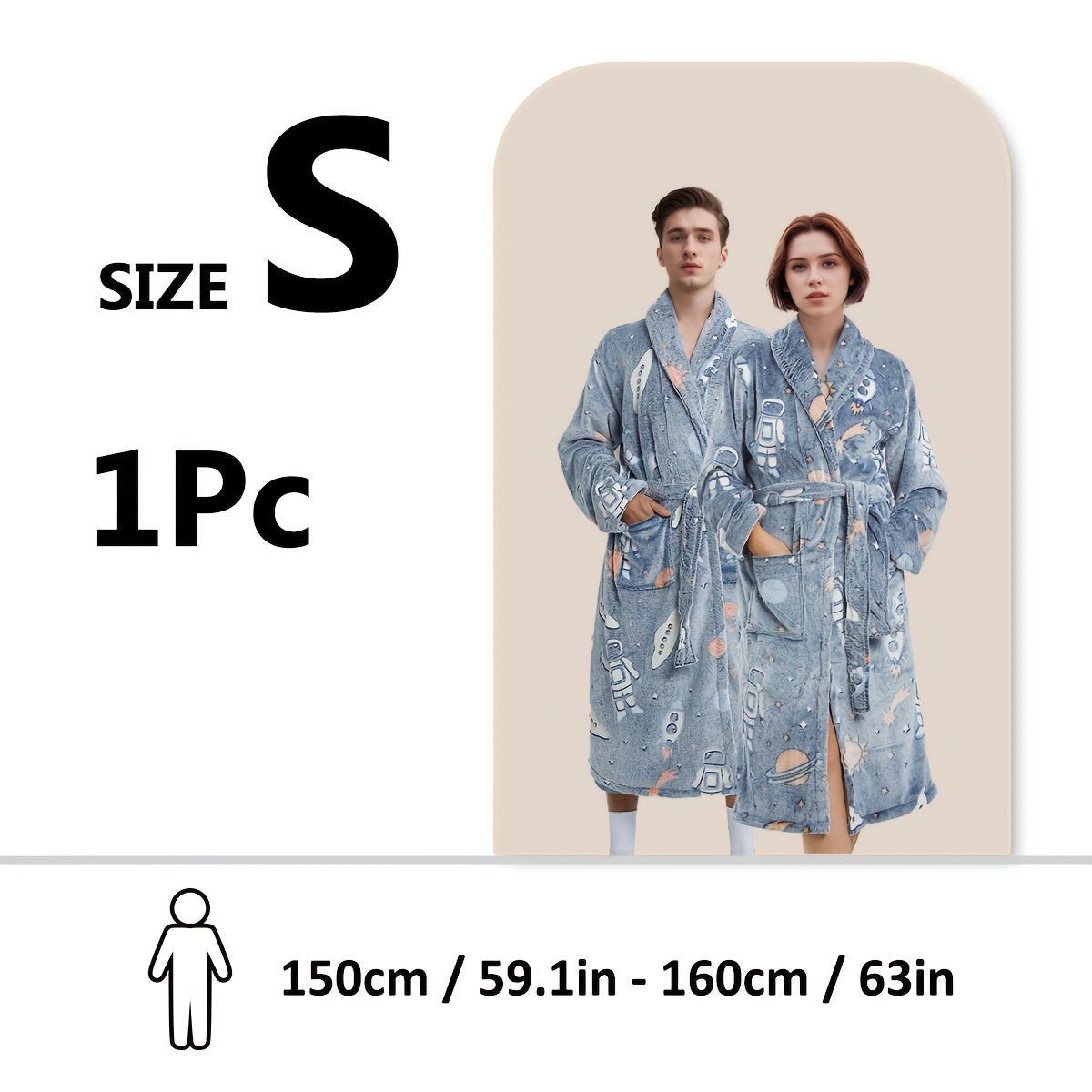 Soft cartoon print bathrobe - cozy, machine washable for shower & sleep.