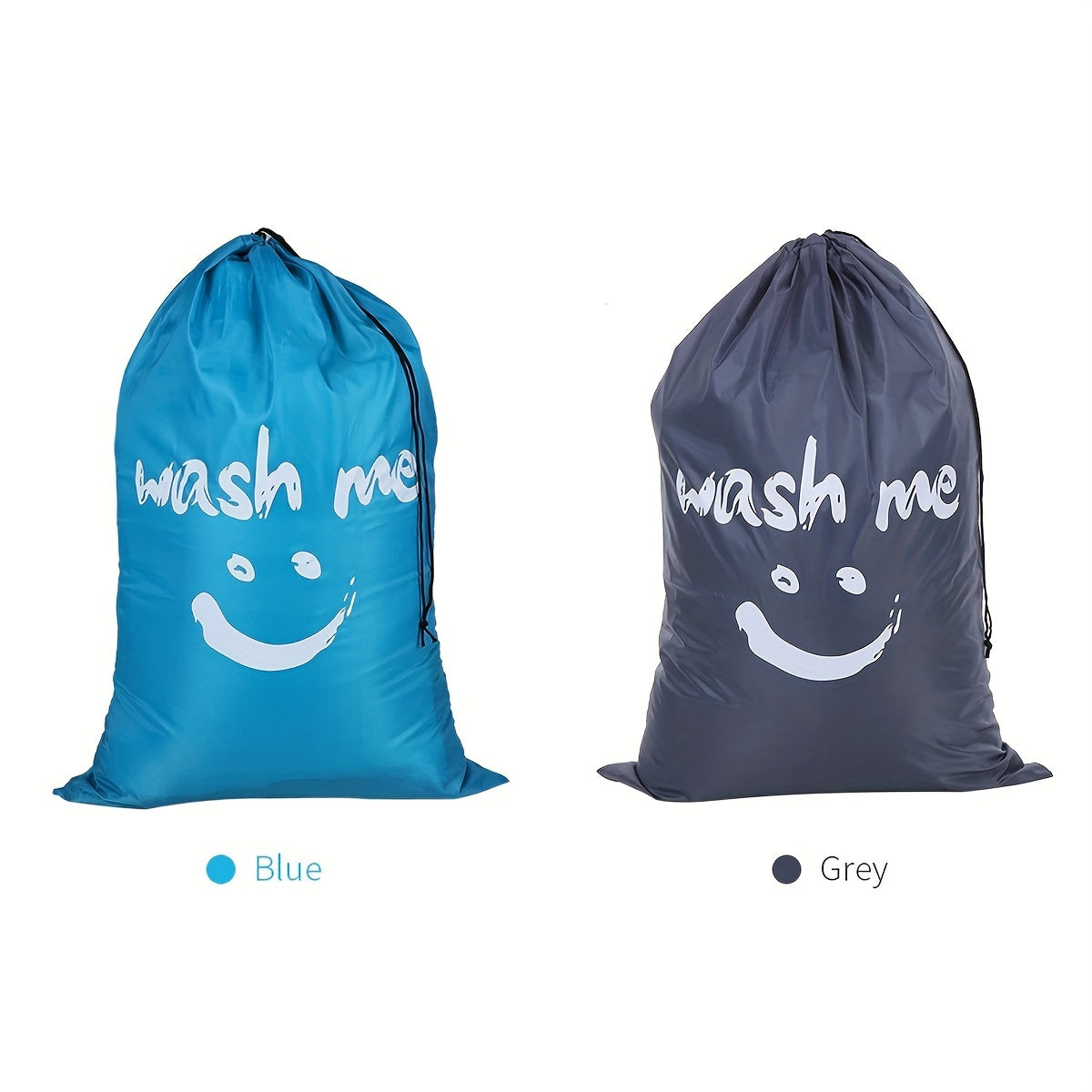 Easily washable travel laundry bag made from durable nylon fabric. Features a cylindrical design with a drawstring closure to keep dirty clothes organized. Conveniently fits in laundry hamper or basket, perfect for on-the-go laundry needs.