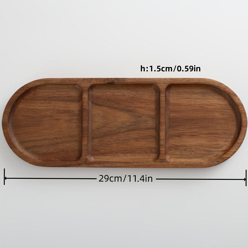 Acacia wood serving tray perfect for entertaining friends with snacks and treats in the home kitchen.