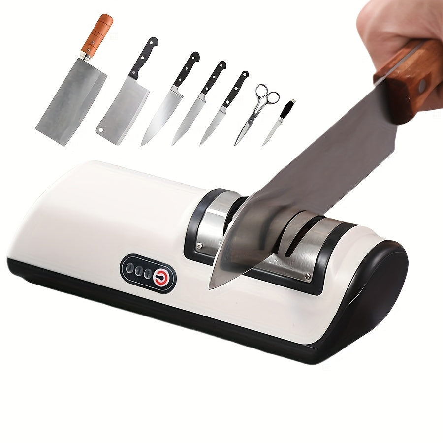 Electric knife sharpener with USB charging, lithium battery, fast automatic sharpening for kitchen knives - ABS material - multifunctional