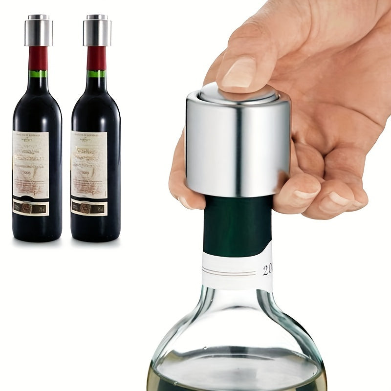 Stainless Steel Vacuum Stopper for Champagne, Juice, and Beverages - Ideal for Home, Restaurant, and Club.