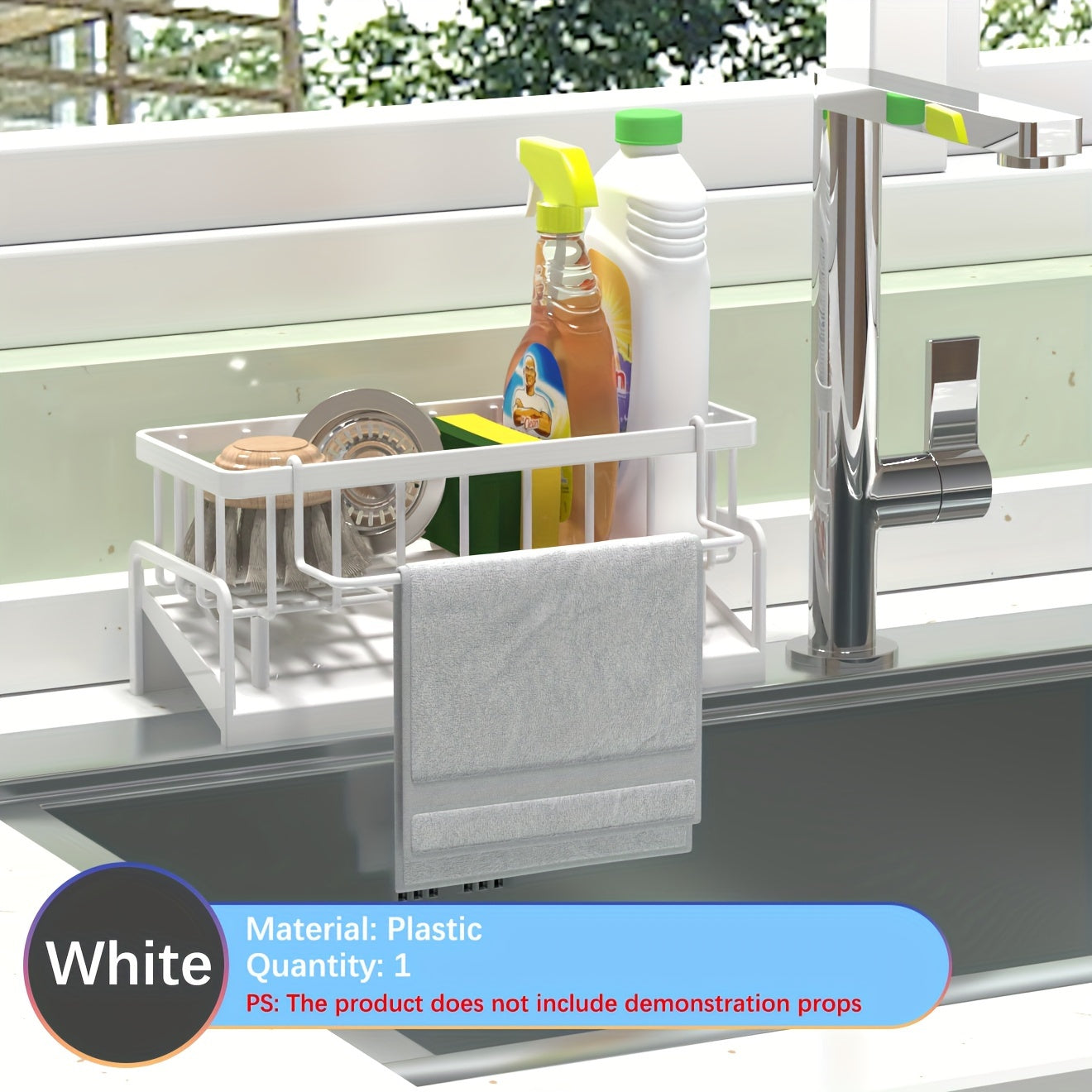 Multipurpose Kitchen Sink Organizer - Made of Long-lasting Plastic, Features Open Storage Design for Dishes and Utensils