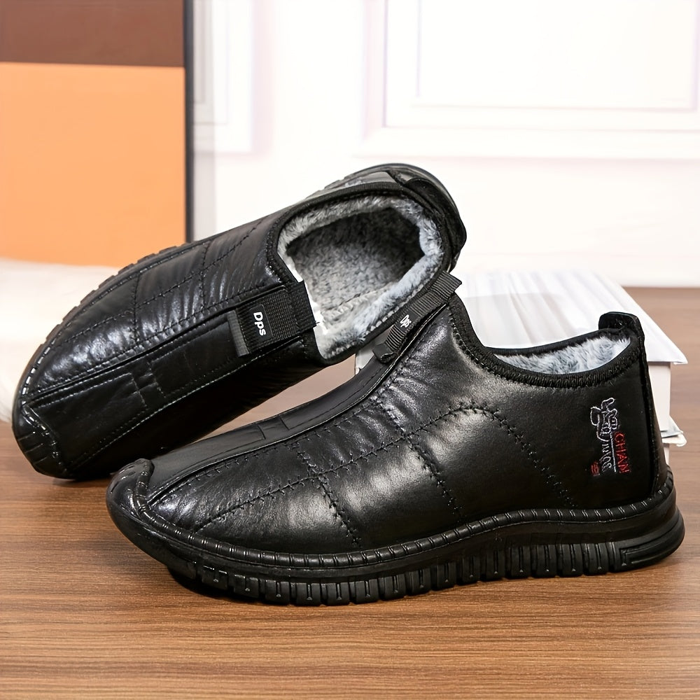 Men's fleece-lined slip-on walking shoes with anti-slip sole for daily wear - Fall/Winter collection.