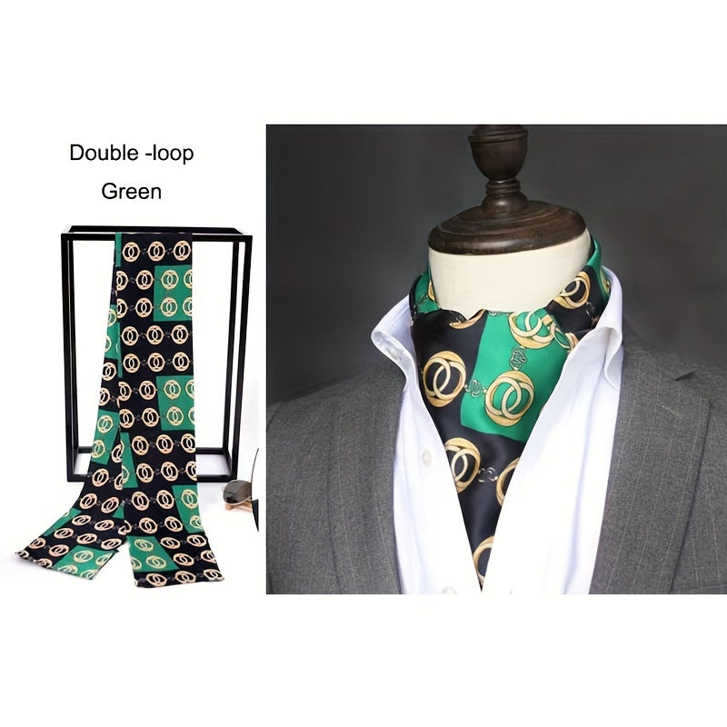 Stylish Men's Scarves: British Vintage Suit Shirt Twill Scarf with Printed Double-layer for Business - Unisex Wraps