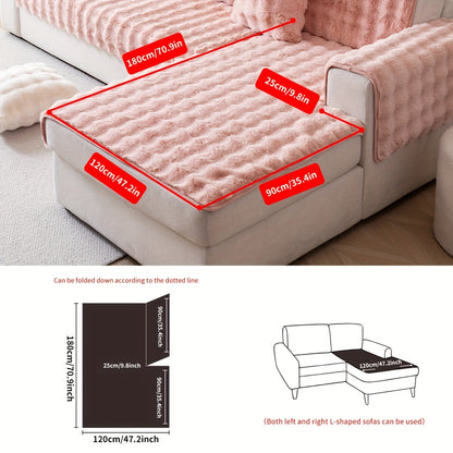 1pc Thick Plush Sofa Cover - Imitation Rabbit Material, Perfect for Winter, Protects Furniture in Bedroom, Office, Living Room.