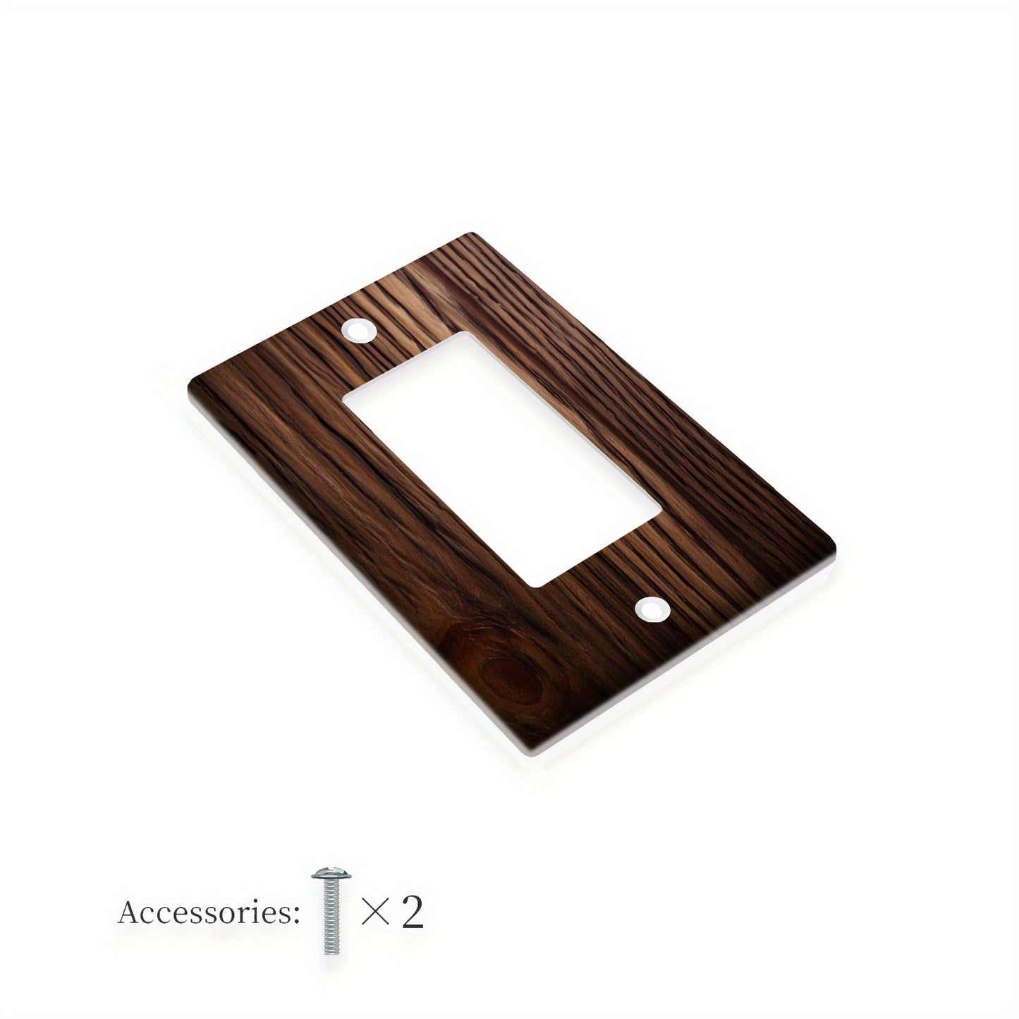 Wood grain wall plate cover for light switches, no power required, easy to clean, available in 1-gang or 2-gang sizes.