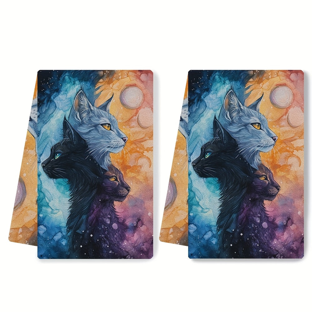 2 pieces of luxurious Thunderclan Pride kitchen towels, ultra soft and highly absorbent for holiday decor. Machine washable and measuring 16x24 inches in size. Model number: 2KYSYS1218704