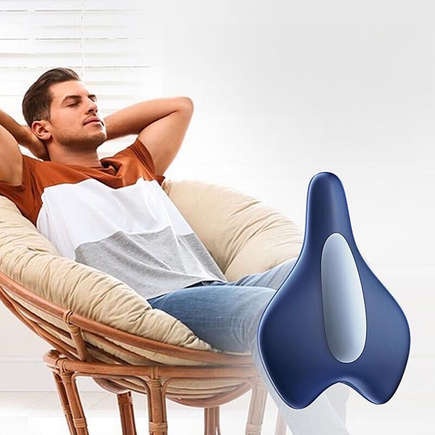 Blue non-slip kegel exerciser made of rubber and PP, manual pelvic massage tool without battery.